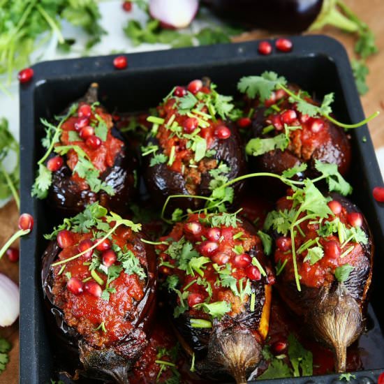 Stuffed Eggplants with Lamb - Recipe photo by angiesrecipes