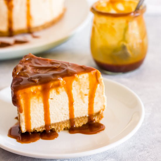 No Bake Salted Caramel Cheesecake - Recipe photo by PastryWishes