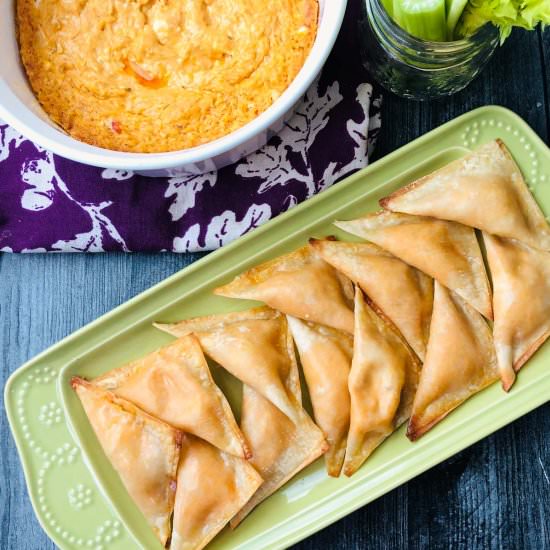 Baked Buffalo Chicken Wontons & Dip - Recipe photo by MyLifeCookbook