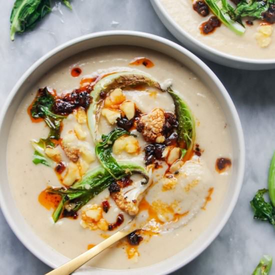Roasted Cauliflower Cheese Soup - Recipe photo by DishedbyKate