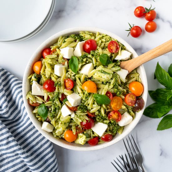 Pesto Orzo Salad - Recipe photo by freshapron