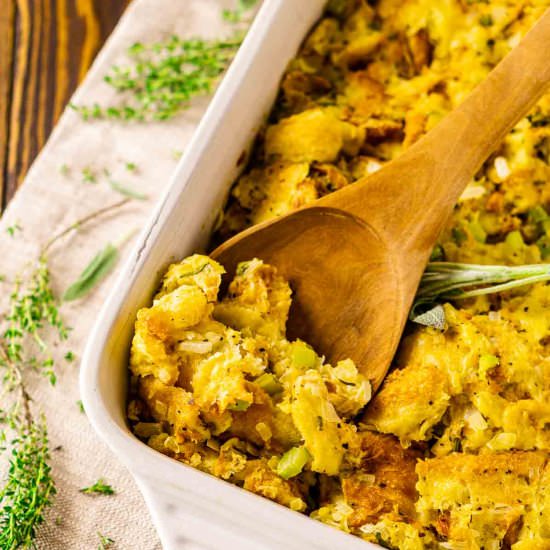 Croissant Stuffing - Recipe photo by Burrata and Bubbles