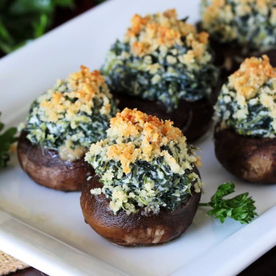 Spinach Dip Stuffed Mushrooms - Recipe photo by thekitchenismyplayground