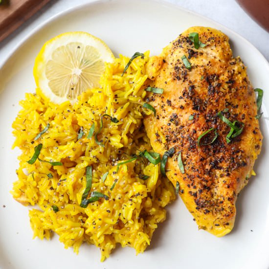 One Pot Lemon Herb Chicken and Rice - Recipe photo by blessthismeal