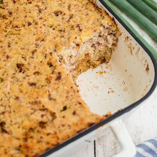 Cajun Cornbread Dressing - Recipe photo by thecaglediaries
