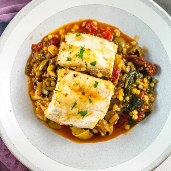 Mediterranean Poached Fish - Recipe photo by bunsenburnerbakery