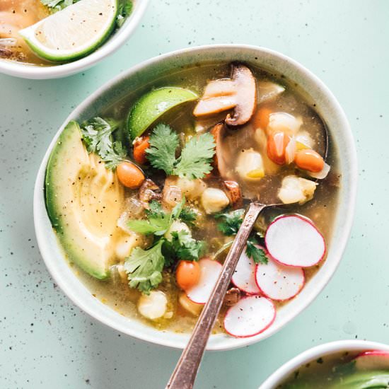 Vegan Pozole Verde - Recipe photo by liveeatlearn