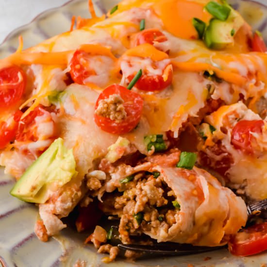 Healthy Ground Turkey Enchiladas - Recipe photo by apaigeofpositivity