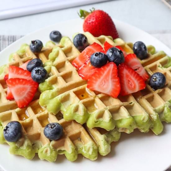 The Fluffiest Avocado Waffles - Recipe photo by blessthismeal
