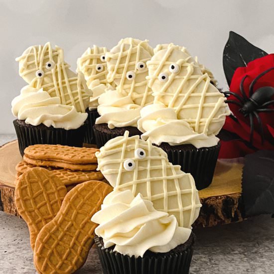 Nutter Butter Mummy Cupcakes - Recipe photo by gathering beauty