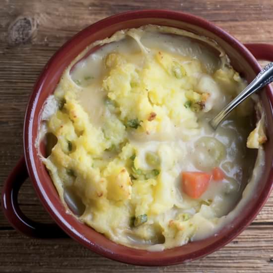 Chicken Pot Pie with Potato Crust! - Recipe photo by Framed Cooks