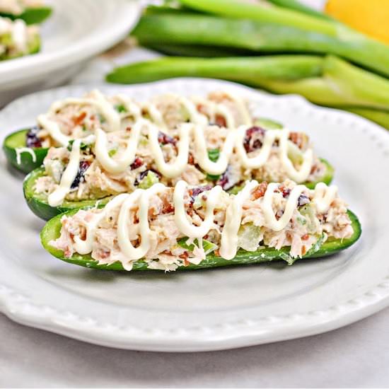 CHICKEN SALAD STUFFED CUCUMBERS - Recipe photo by Stylish Cravings