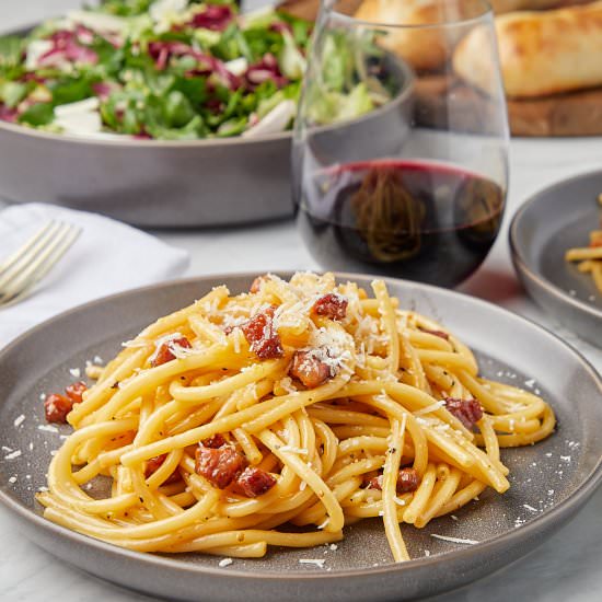 Pasta Carbonara with Guanciale - Recipe photo by casualepicure