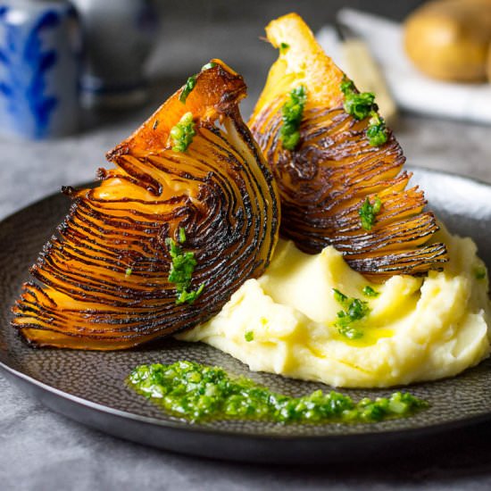 Roasted Cabbage Wedges & Chimichurri - Recipe photo by somebodyfeedseb