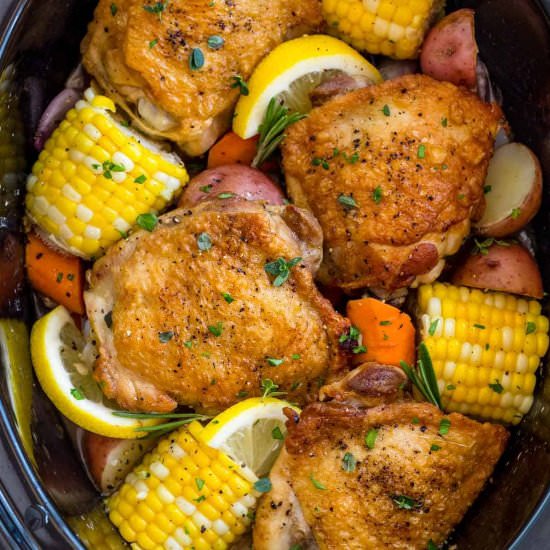 Slow Cooker Chicken Thighs - Recipe photo by Jessica Gavin