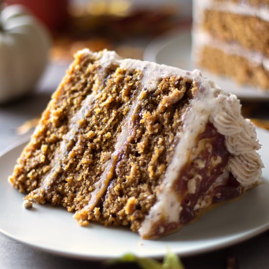 Pumpkin Cake w Maple Pecan Frosting - Recipe photo by URBANBAKES