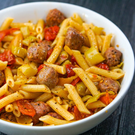 Sausage Stuffed Banana Pepper Pasta - Recipe photo by MyLifeCookbook
