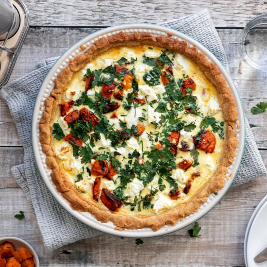 Pumpkin Spinach and Feta Quiche - Recipe photo by Searchingforspice
