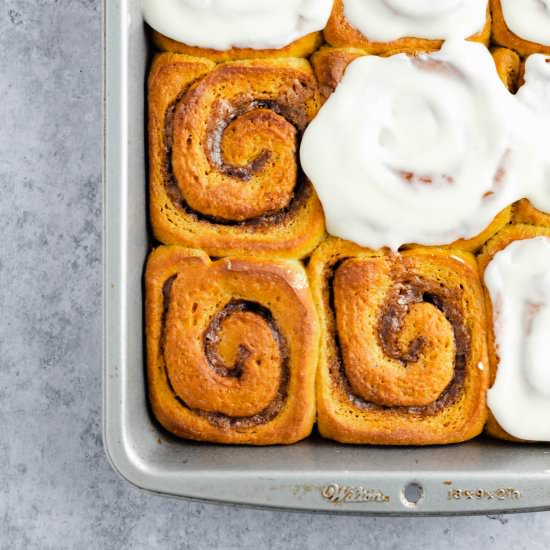 Pumpkin Cinnamon Rolls - Recipe photo by marshasbakingaddiction