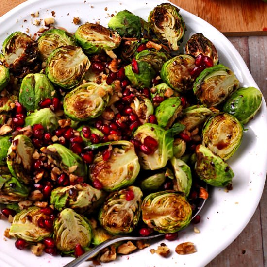 Brussels Sprouts with Pomegranate - Recipe photo by veganwithgusto