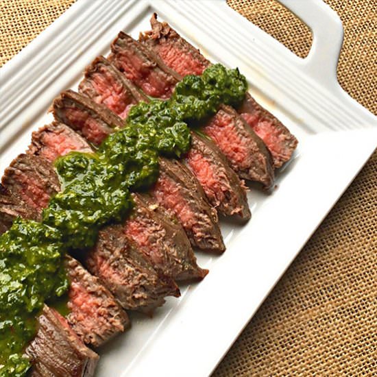Marinated Flank Steak with Chimichu - Recipe photo by wellnesssleuth