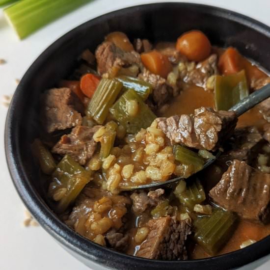 Beef and Barley Soup - Recipe photo by www.jamilghar.com