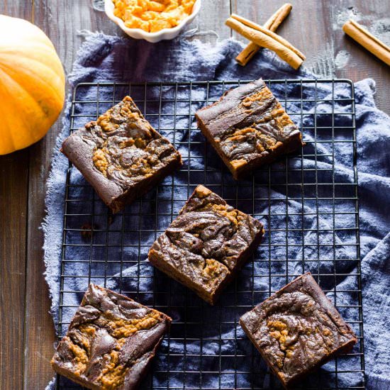 Vegan Pumpkin Brownies - Recipe photo by PastryWishes