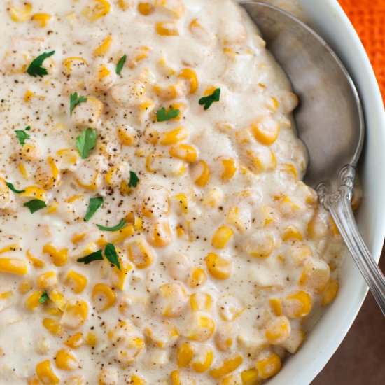 Slow Cooker Creamed Corn - Recipe photo by Gatherinmykitchen