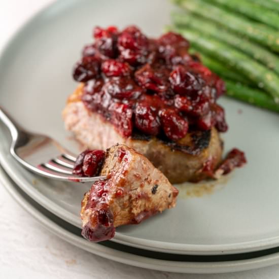 Cranberry Maple Pork Chops - Recipe photo by bunsenburnerbakery