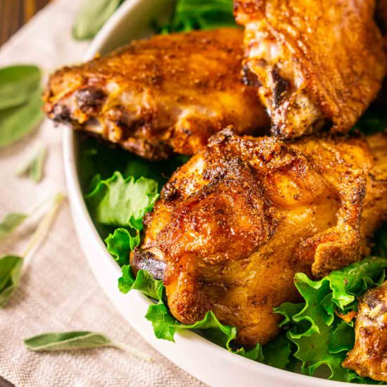Crispy Smoked Turkey Wings - Recipe photo by Burrata and Bubbles
