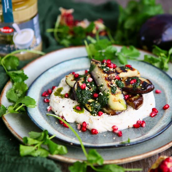 Aubergine with Tahini Yoghurt and Z - Recipe photo by angiesrecipes