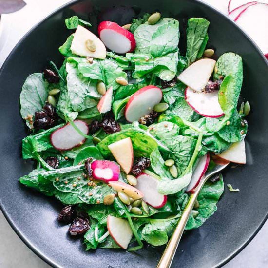 Radish Greens Salad - Recipe photo by forkintheroad