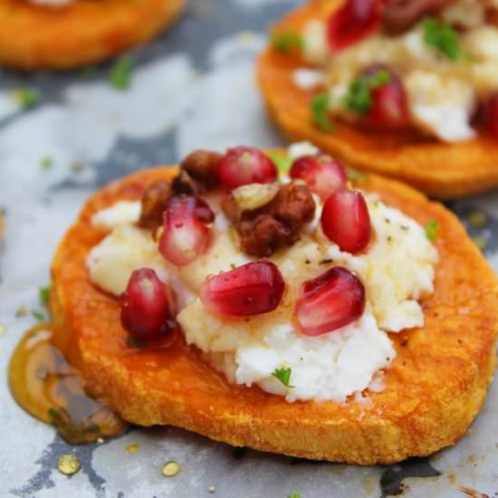Sweet Potato Rounds with Ricotta - Recipe photo by Paromita Mandal