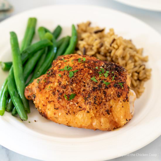 Oven Baked Chicken Thighs - Recipe photo by BeyondtheCoop