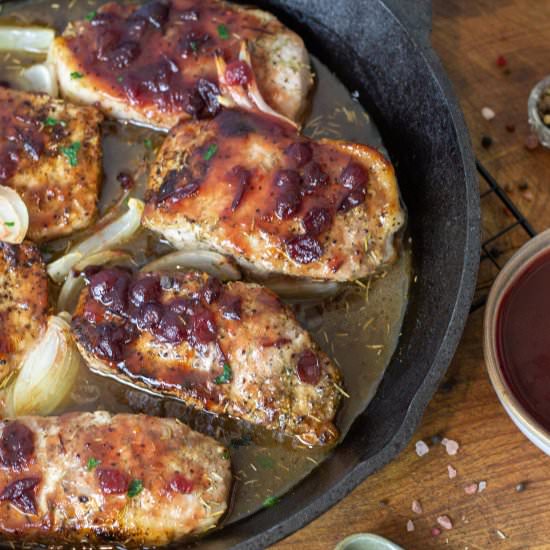 Baked Pork Chops & Cranberry Glaze - Recipe photo by turnrowtable