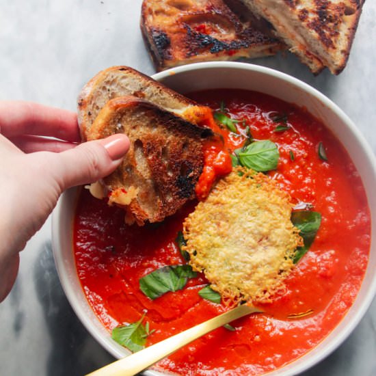 Roasted Tomato & Red Pepper Soup - Recipe photo by DishedbyKate