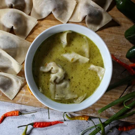 Green Curry Wonton Soup - Recipe photo by The Buslife Kitchen
