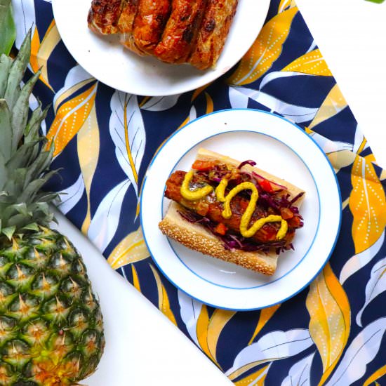 Pineapple Jalapeño Vegan Sausages - Recipe photo by veryveganval