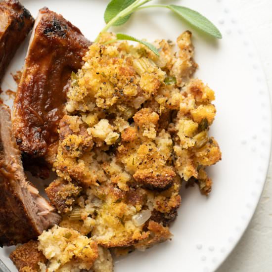 Gluten Free Cornbread Stuffing - Recipe photo by TheDeliciousSpoon