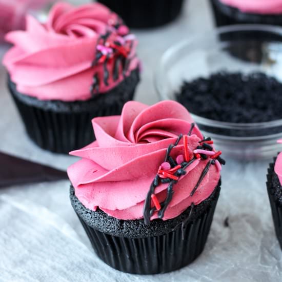 Boozy Black Cherry Cupcakes - Recipe photo by Bakes and Blunders