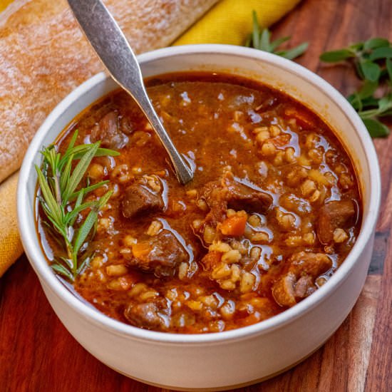Beef and Barley Soup - Recipe photo by JawnsICooked