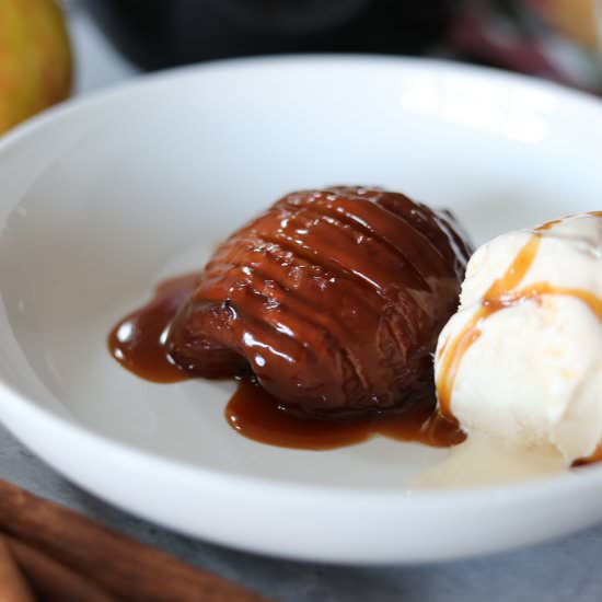Hasselback Apples with Caramel - Recipe photo by Man Meets Oven