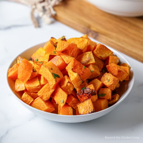 Roasted Butternut Squash - Recipe photo by BeyondtheCoop