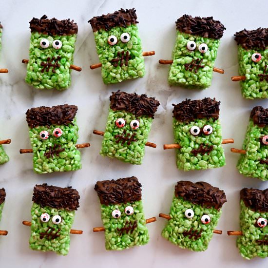 Frankenstein Rice Krispie Treats - Recipe photo by justataste