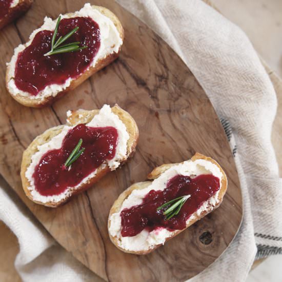 Cranberry Whipped Feta Crostini - Recipe photo by The Merrythought