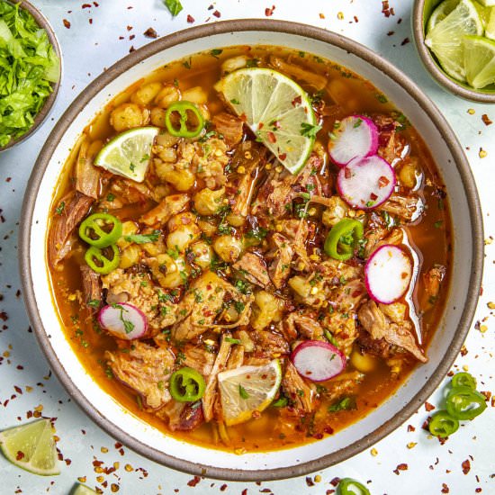 Pozole Rojo Recipe (Red Posole) - Recipe photo by ChiliPepperMadness