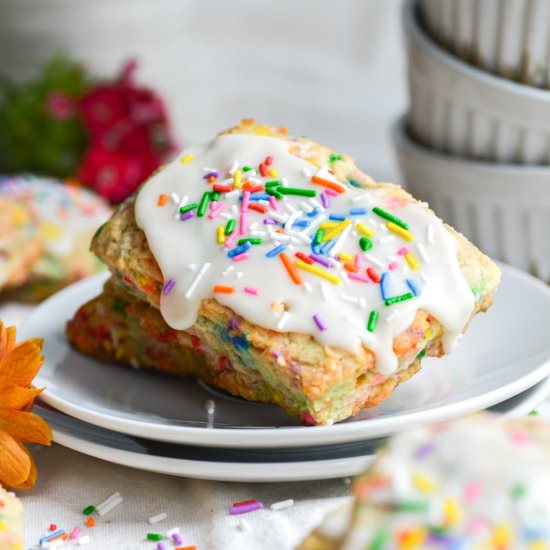 Birthday Cake Scones - Recipe photo by earthly provisions