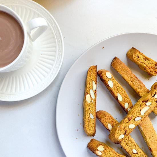 Vegan Pumpkin Almond Biscotti - Recipe photo by Loveleerecipes