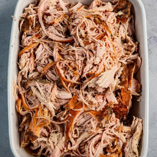 Smoked Pulled Turkey - Recipe photo by chilesandsmoke