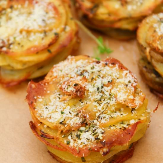 Crispy Parmesan Potato Stacks - Recipe photo by Paromita Mandal